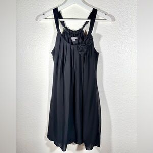 Forever 21 Black Bubble Dress with Floral Neck Detail Y2K